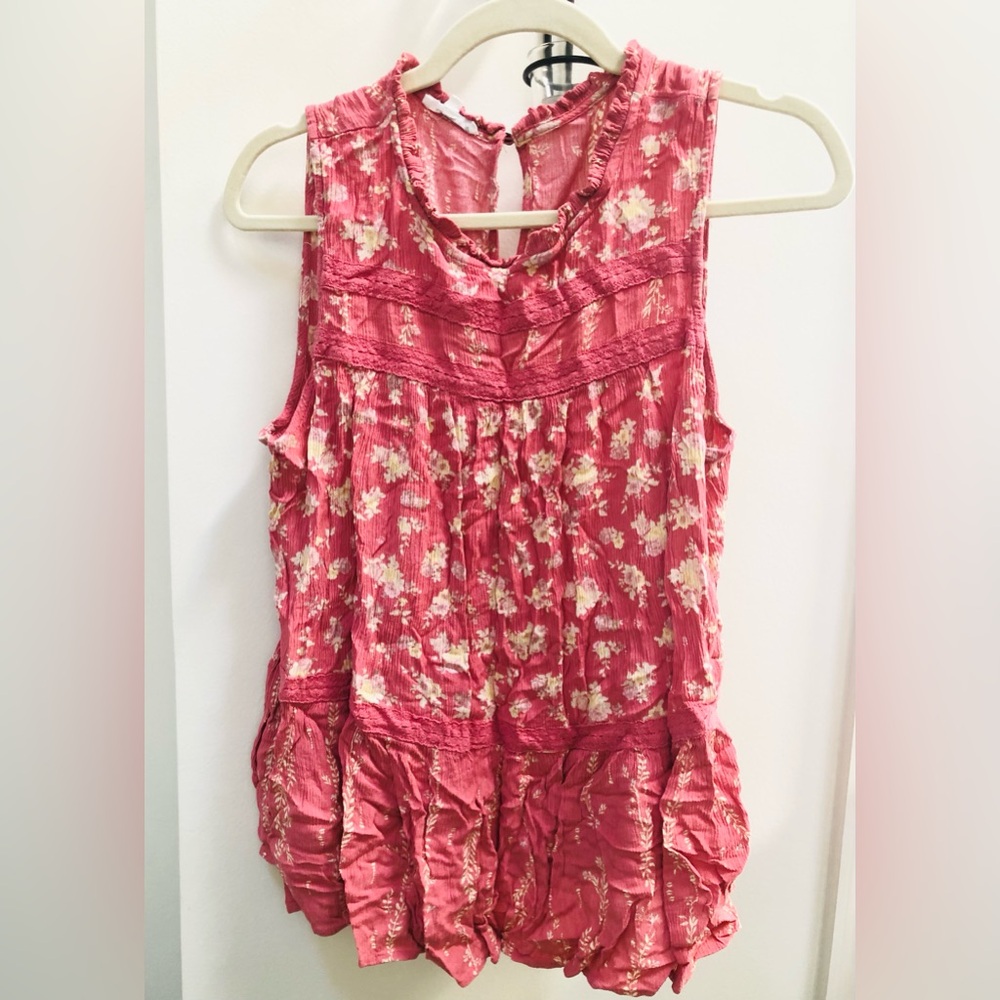 Maurices Pink Floral Ruffle Blouse